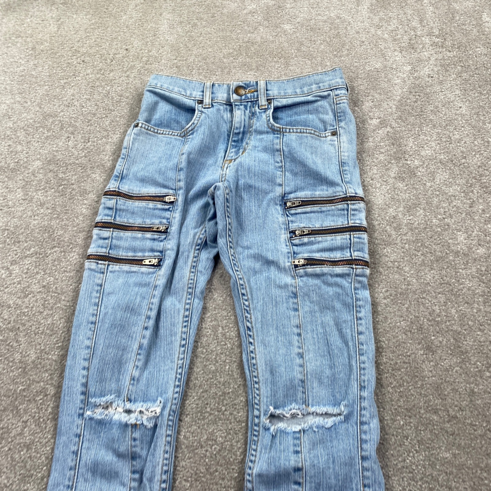 Carmar Denim Skinny Jeans Womens 23 Light Blue Multi Zipper Distressed Edge — image 5 of 8